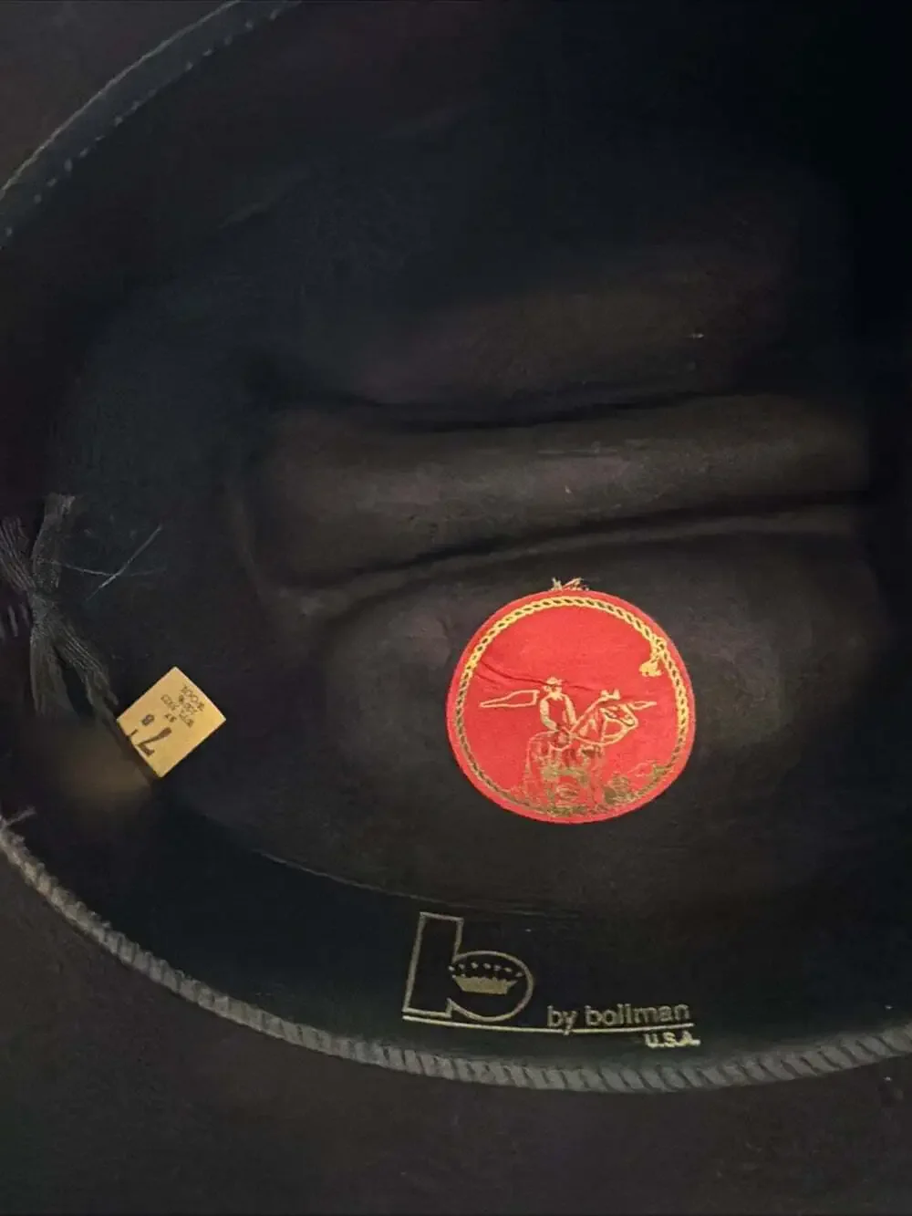 Bollman Natural 100% Wool Fedora Hat Black 71/8 Made in USA Classic Style